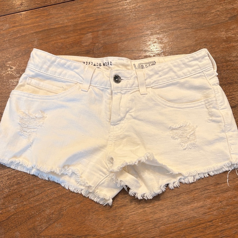 Vans White Vintage Style Low Rise Shorts